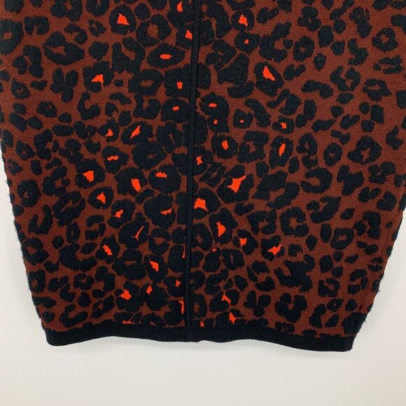 ALC Skirt Red Black Ellwood Leopard Print Pull On Pencil Knit - Picture 8 of 8